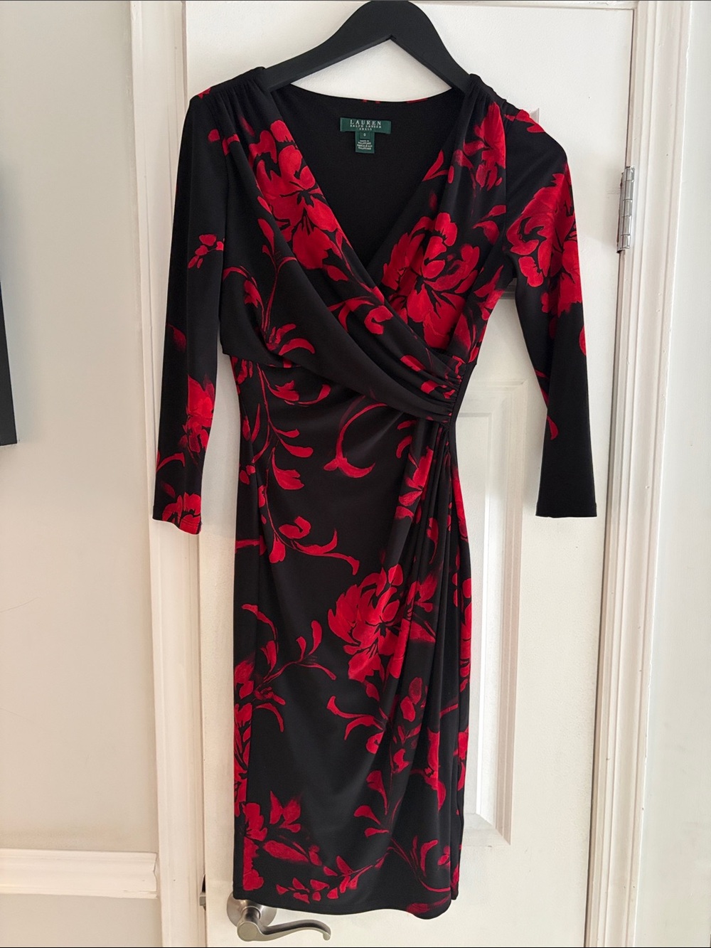 Lauren Ralph Lauren Black Dress with Red Floral Print